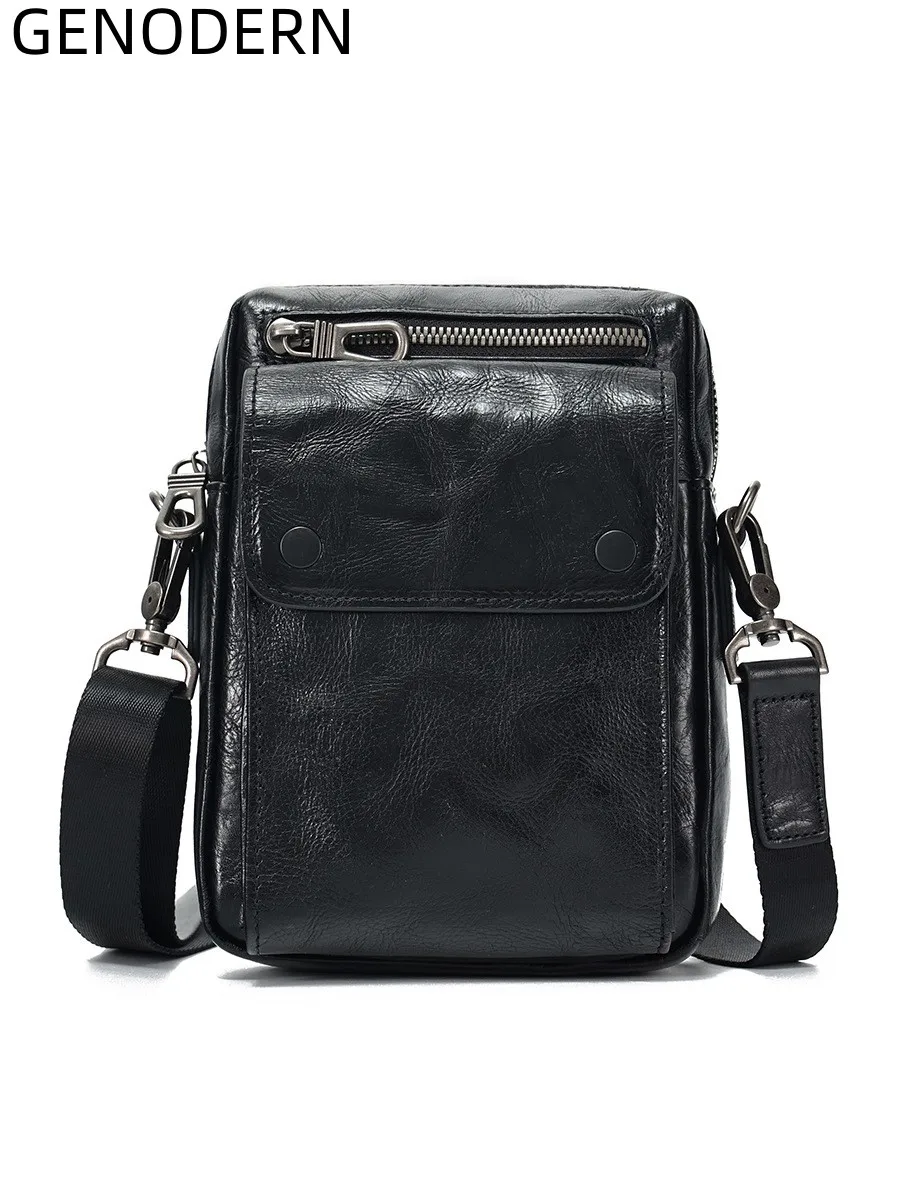 

Сумка кросс-боди GENODERN Мужская, маленький саквояж на плечо из воловьей кожи