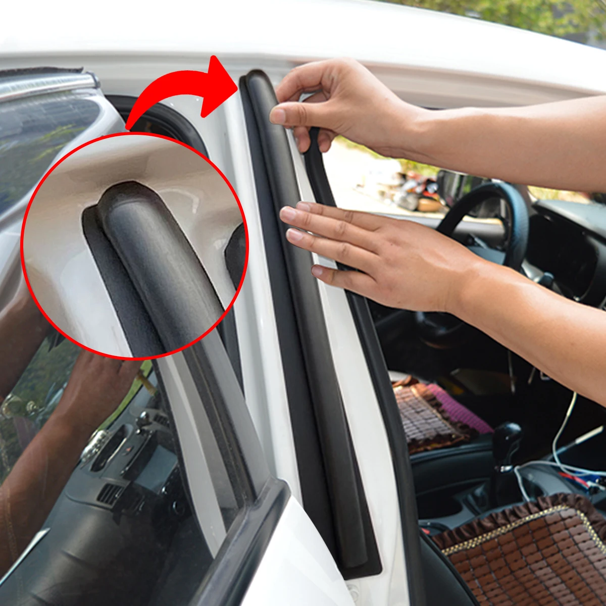 

Car B Pillar Seal Strips Sticker Soundproofing Waterproof Auto Door Middle Column Sealing Strip Car Accessories DIY Universal