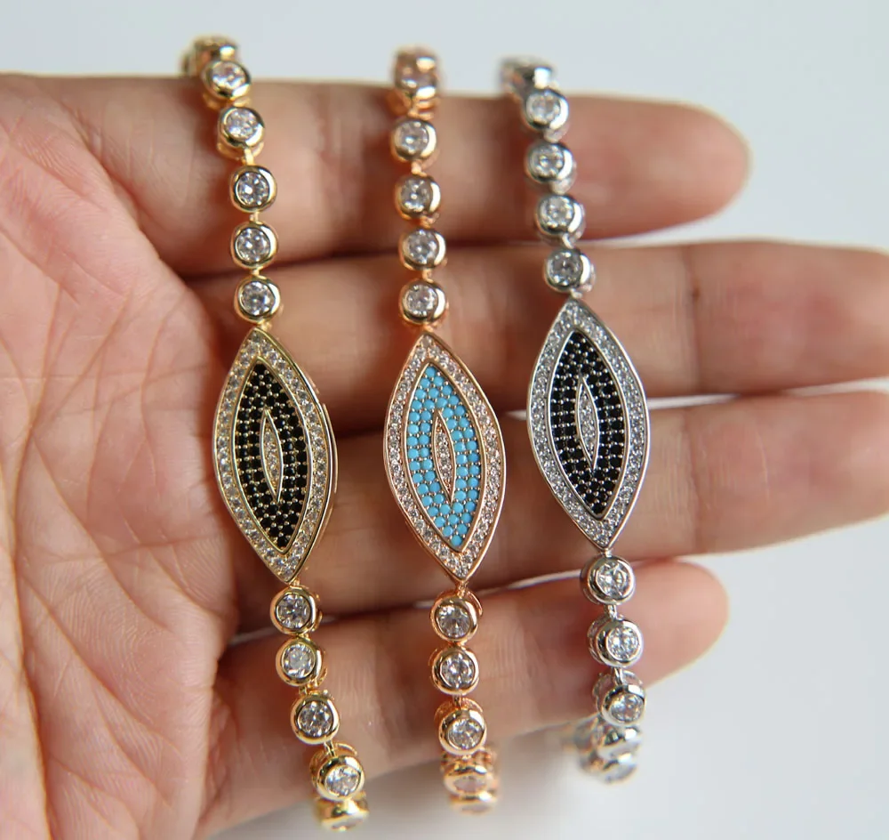 Цепочка с фианитом ААА регулируемая подвеска для браслета сглаза цвет