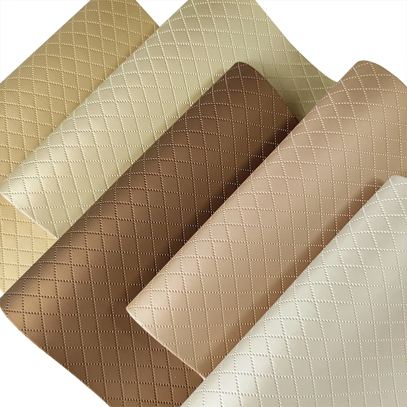 

Solid color Diamond Embossing Faux Leather Sheets Cotton-like velvet sole Soft velour Vinyl Fabric for DIY furniture upholstery