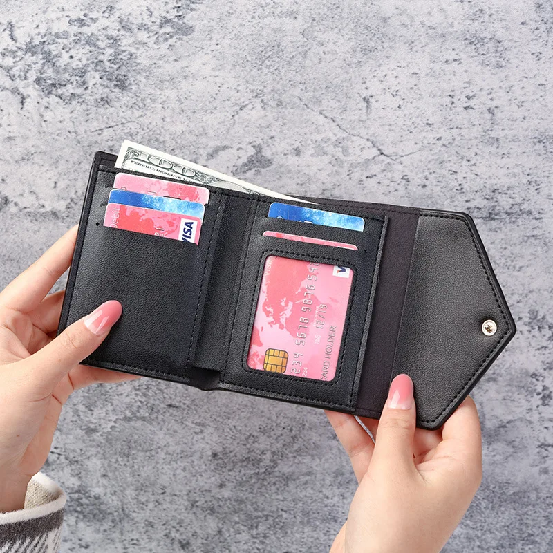 Leather Small Wallets Women Luxury Brand Design Splicing Short Wallet Purses Female Short Coin Zipper Purse Credit Card Holder