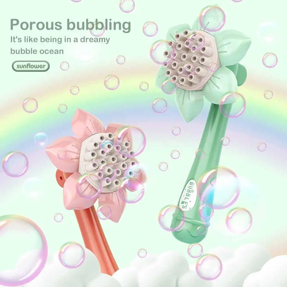 

23-hole Bubble Machine Handheld Sunflower Bubble Stick Cute With Summer Bubble Kids Battery&Water Shape Toys Electric Maker L5U7