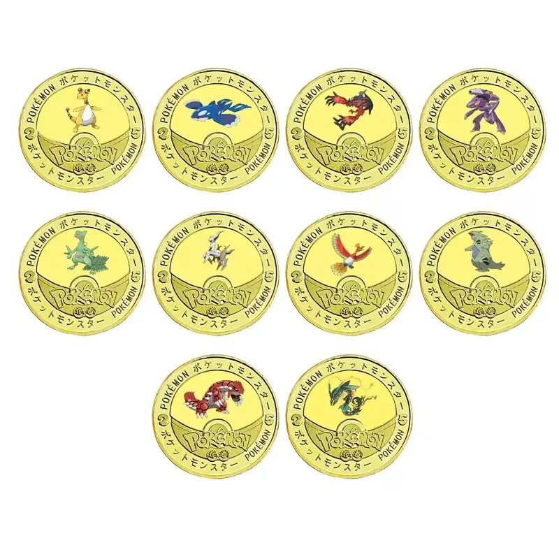 Игрушки покемон Пикачу металлические памятные монеты Charizard Eevee Mewtwo Rayquaza Greninja Lucario