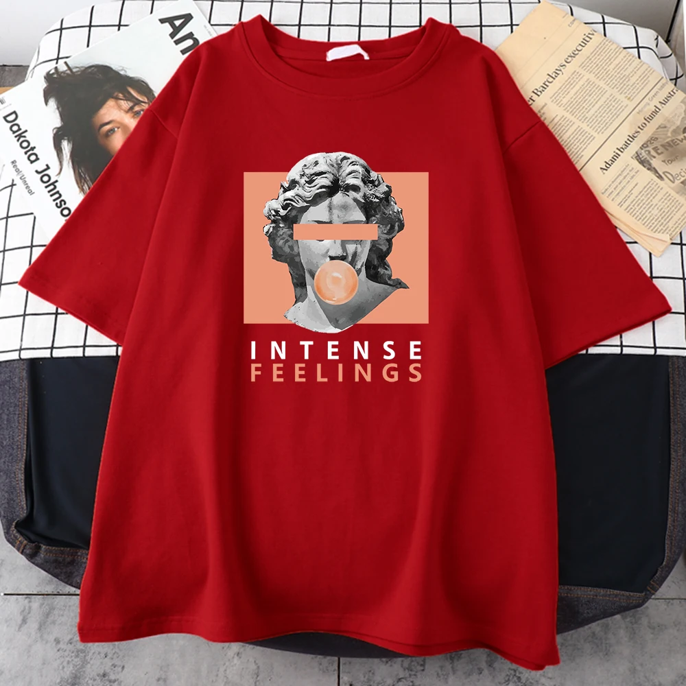 

Intense Feelings Creative Sculpture T-Shirt Men Breathable Fashion Tee shirt Casual Quality Clothing Street Vintage Clothes