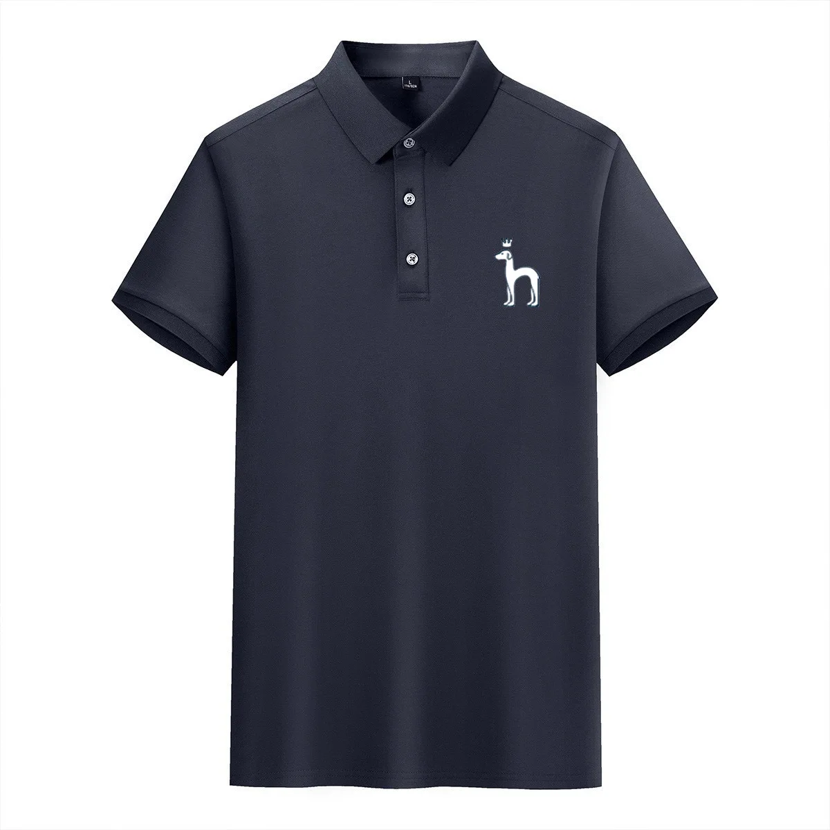 Embroidery Men's T-shirt Polo Shirt Solid Color Brand Cotton High End Fashion Casual Men Shirt Collar Silk Short Sleeve