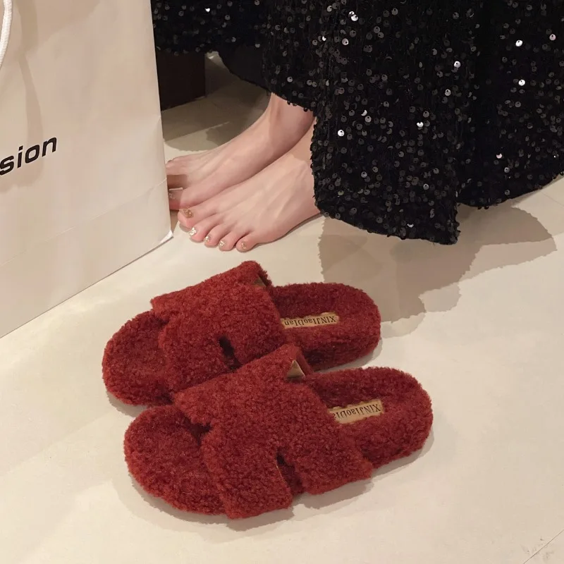 Роскошные новые женские меховые туфли на высоком каблуке уличная универсальная