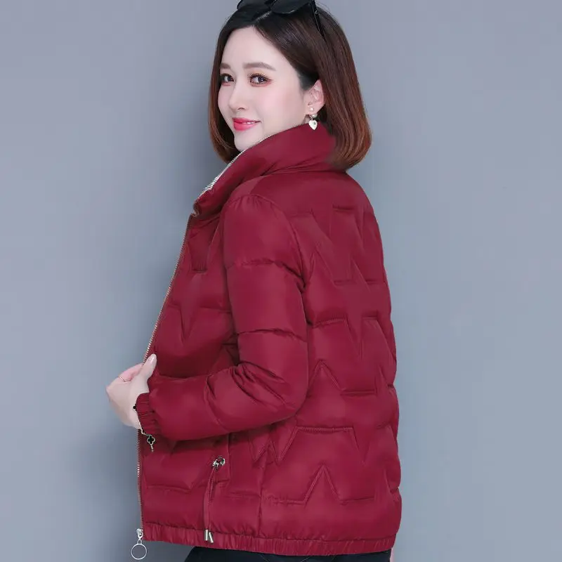 2023 New Winter Jacket Cotton Coat Women Short Slim Stand Collar Korean Fashion Warm Small Padded Jacket Coat