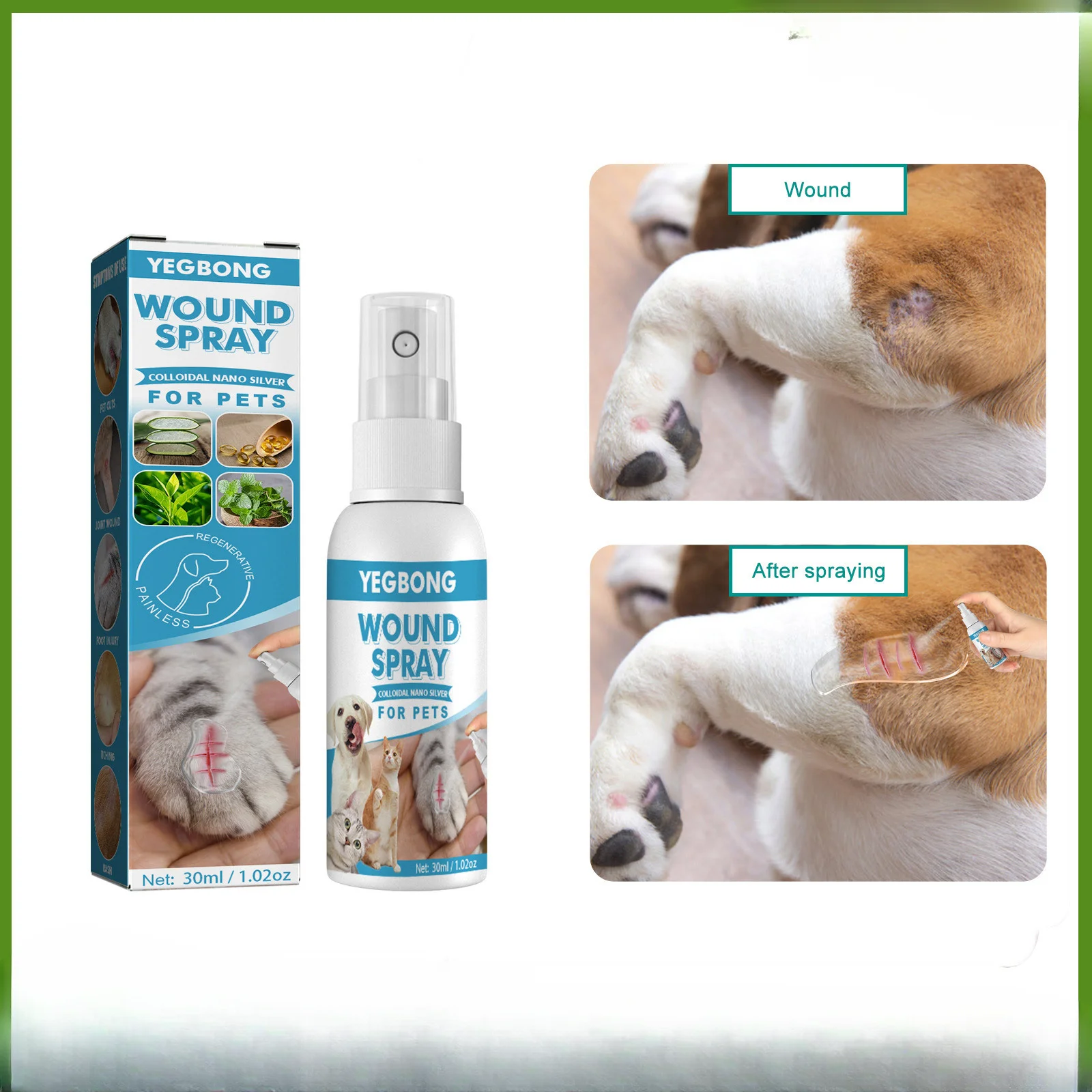 

30ml Pet Wound Spray Itch Relief For Sensitive Skin Everyday Care Hot Spots Scratching And Wounds Suitable For Cats Dogs Pet