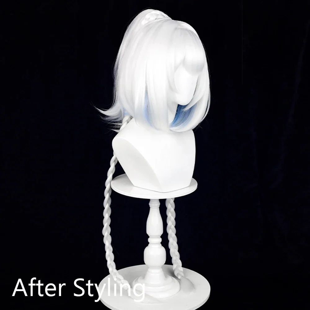 Genshin Impact Mu 512 Парик Синтетический Длинный Прямой Омбре Белый Синий Коса Игра