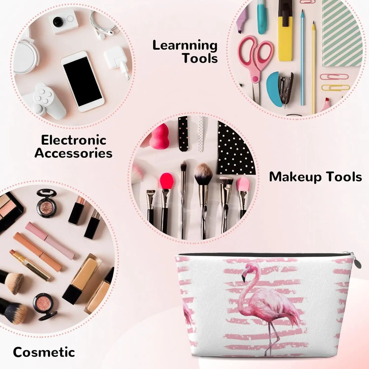 Женская косметичка с фламинго дорожный размер туалетные принадлежности кожаная