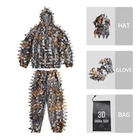 3d leaf camouflage suit jacket pants hat glovers 4pcs set bionic dry leaves camo ghillie suit hunting clothing light weight