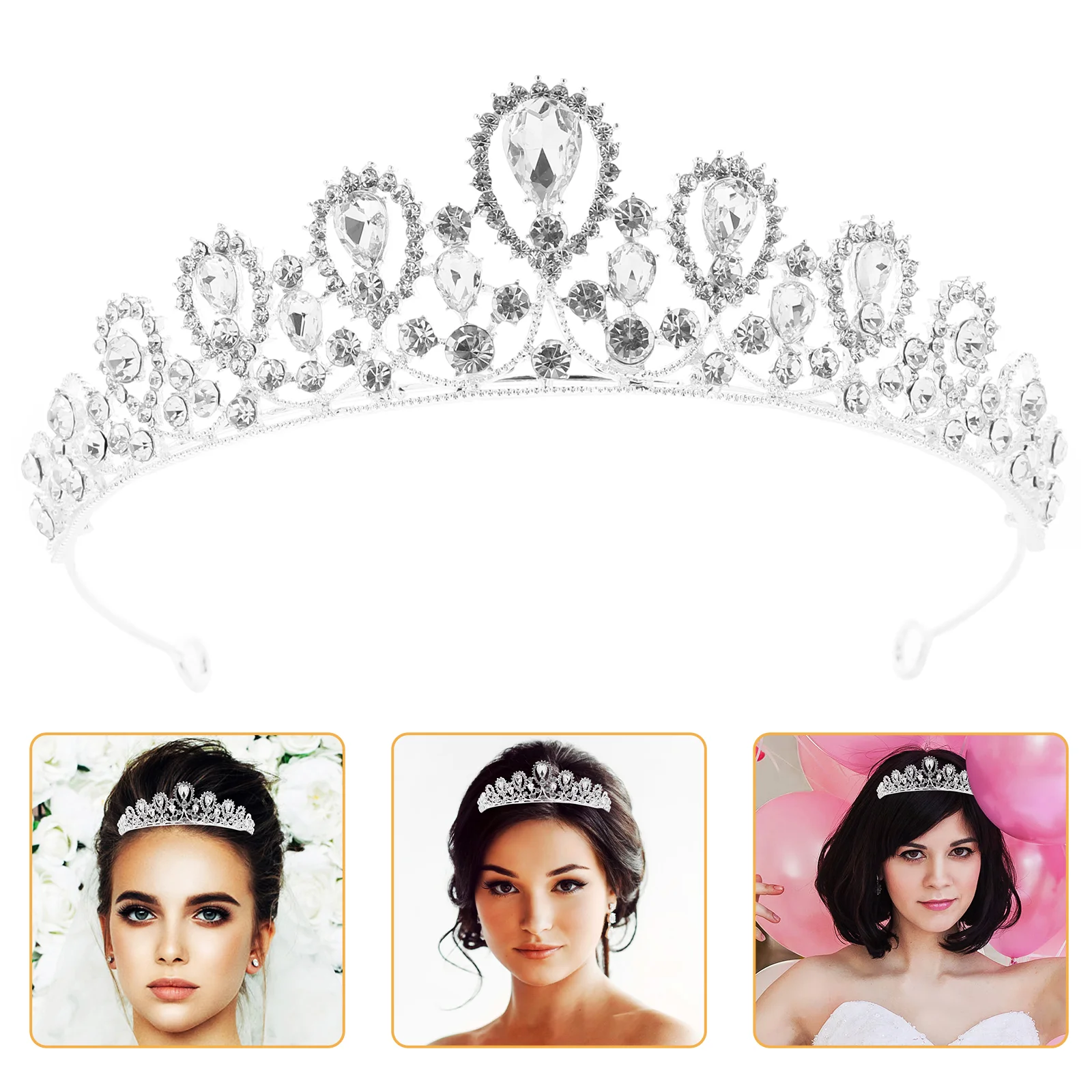 

Tiara Women Rhinestone Crown Head Bands Girls Hair Accessories Bridal Rhinestones Headband
