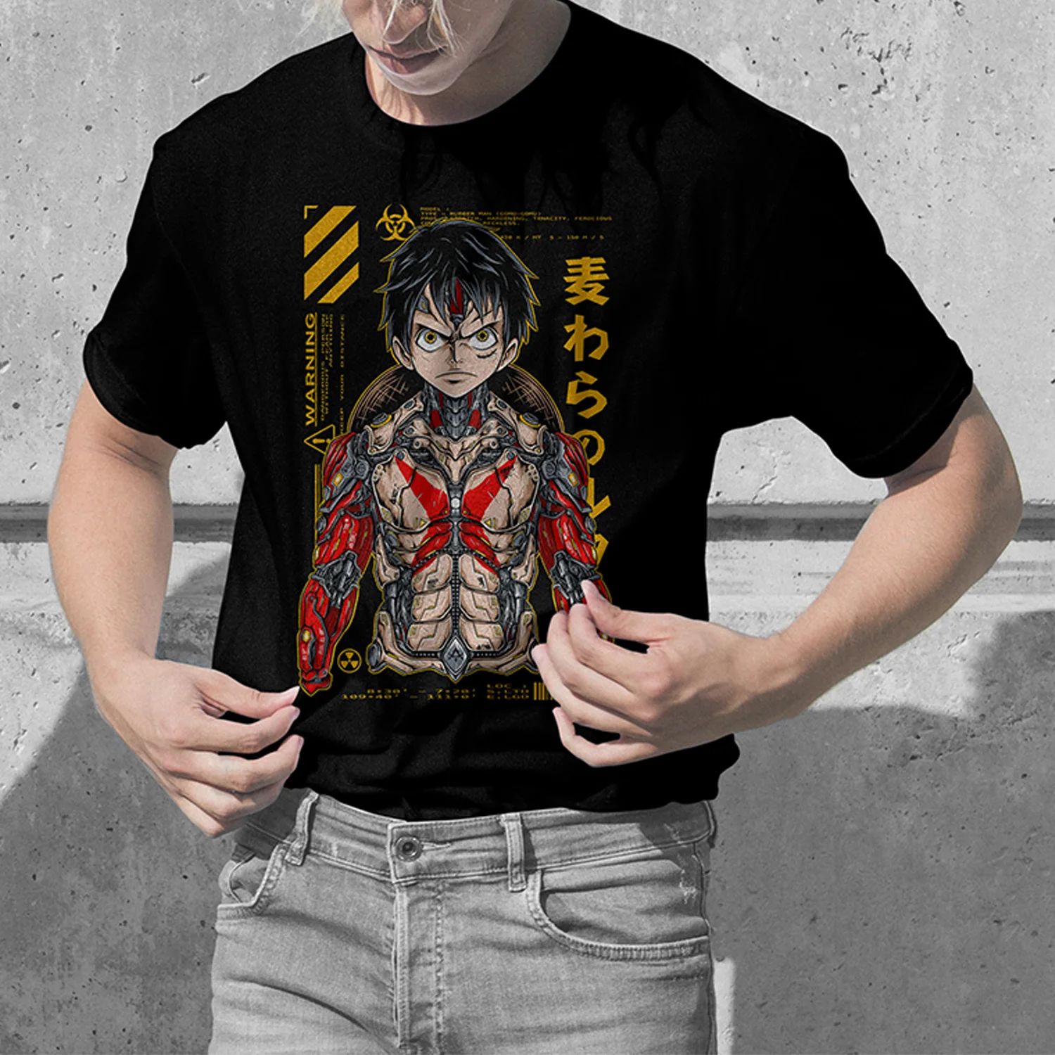 

New Japanese anime pirate king T-shirt Cosplay summer leisure Harajuku T-shirt mechanical Lufei element high-quality T-shirt