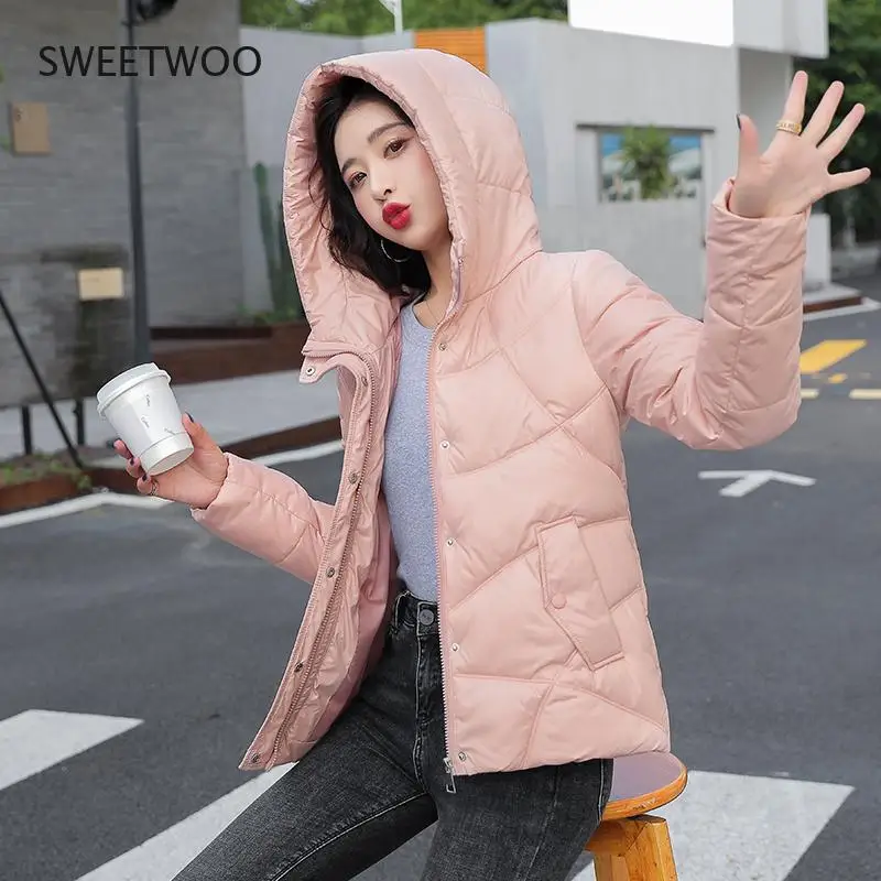 Parkas Mujer Women Fashion 2022 Winter Women Harajuku Jacket Warm Hooded Cotton Parkas White Coat Ladies Jacket Female Outwear