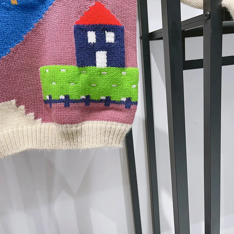 Осень/зима 2024 ретро забавный дом тканый стержень ручной работы игла грубая нить