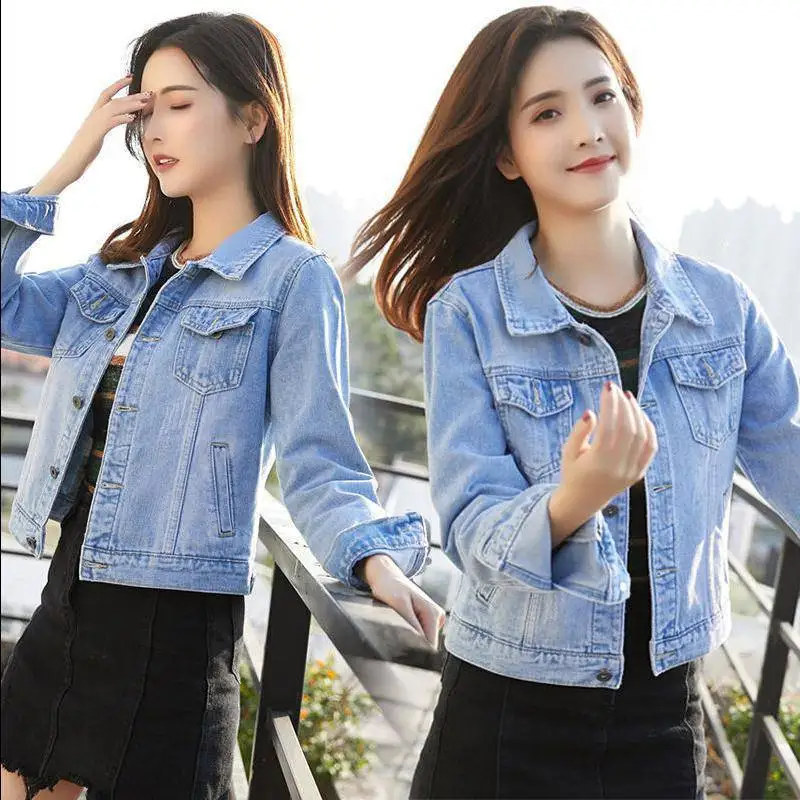 

Spring Autumn Women Denim Jacket Slim Fit Short Female Coat Show Thin Versatile Casual Style Top Button Jean Jacket for Women