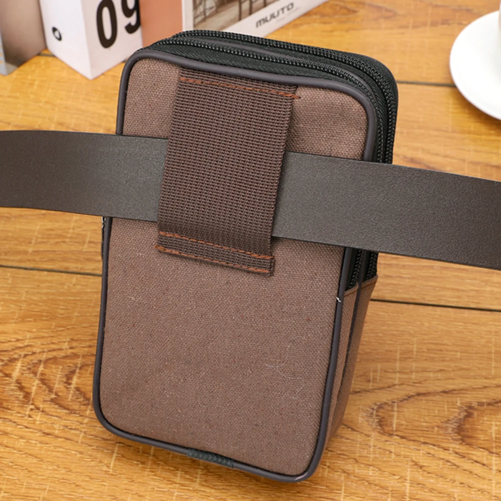 

Multi Layer Men Phone Pouch Outdoor Belt Waist Bag Fanny Pack Canvas Camping Bag