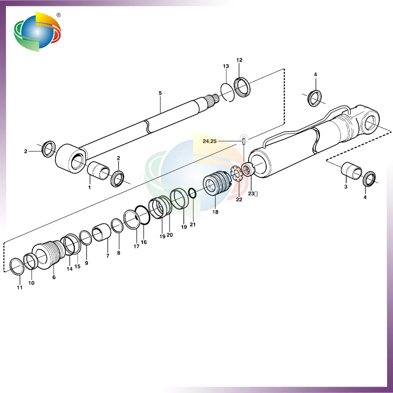 Фото Комплект уплотнений цилиндра наклона VOE 14589720 для экскаваторов Volvo EW140B, EW160B №1
