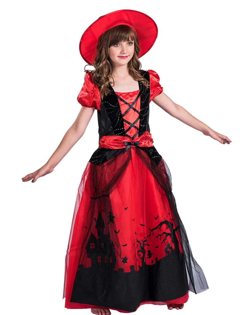 

Red Witch Skirt Cosplay Halloween Stage Show Children's Novelty Character Costume