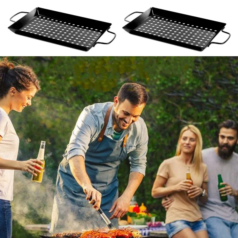 

Прямоугольная дренажная решетка для барбекю, антипригарная краска, поднос для овощей для использования на открытом воздухе, стеллаж для ба...