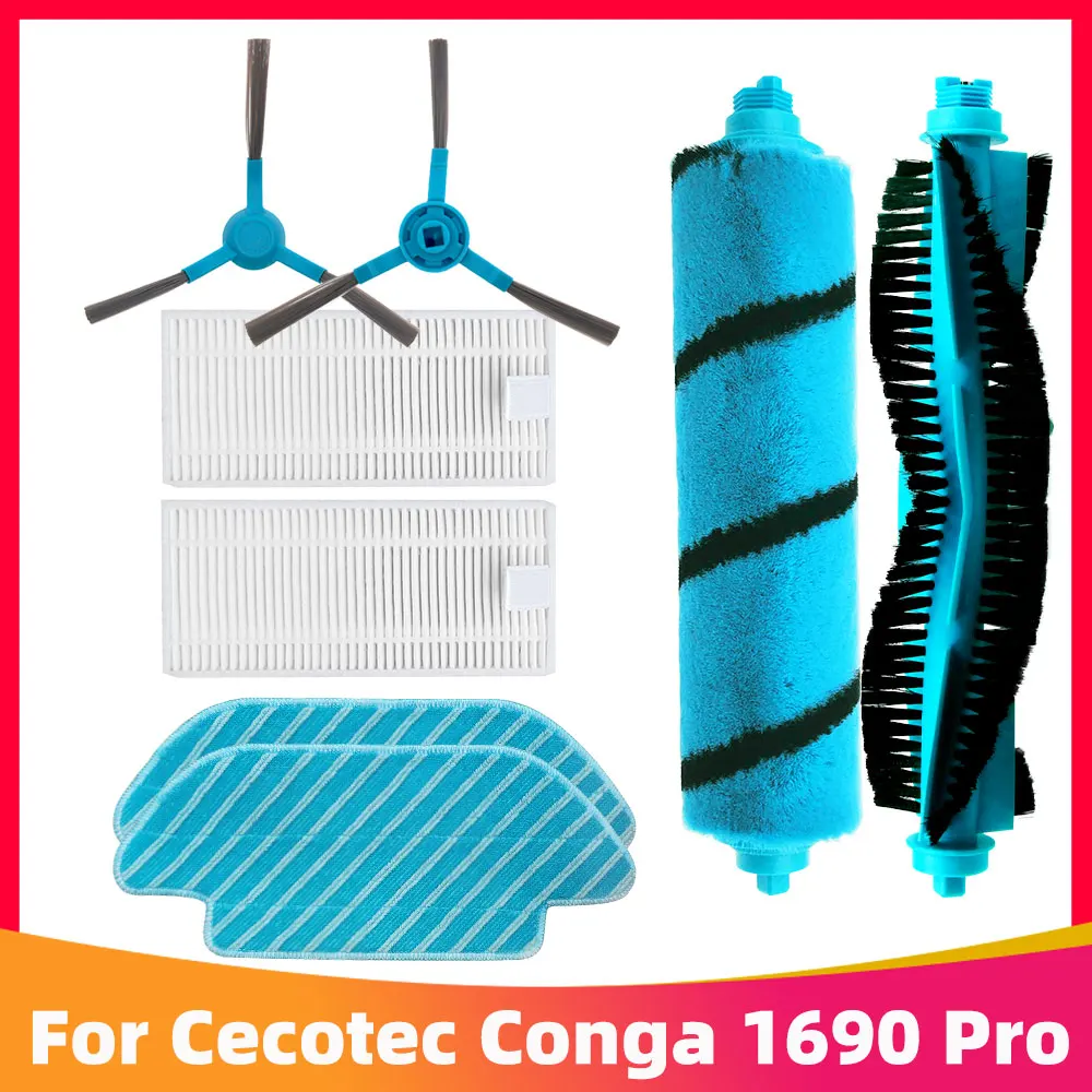 For Cecotec Conga 1690 Pro Robotic Vacuum Cleaner Side Roller Brush Hepa Filter Mop Cloth Replacement Spare Parts Accessories