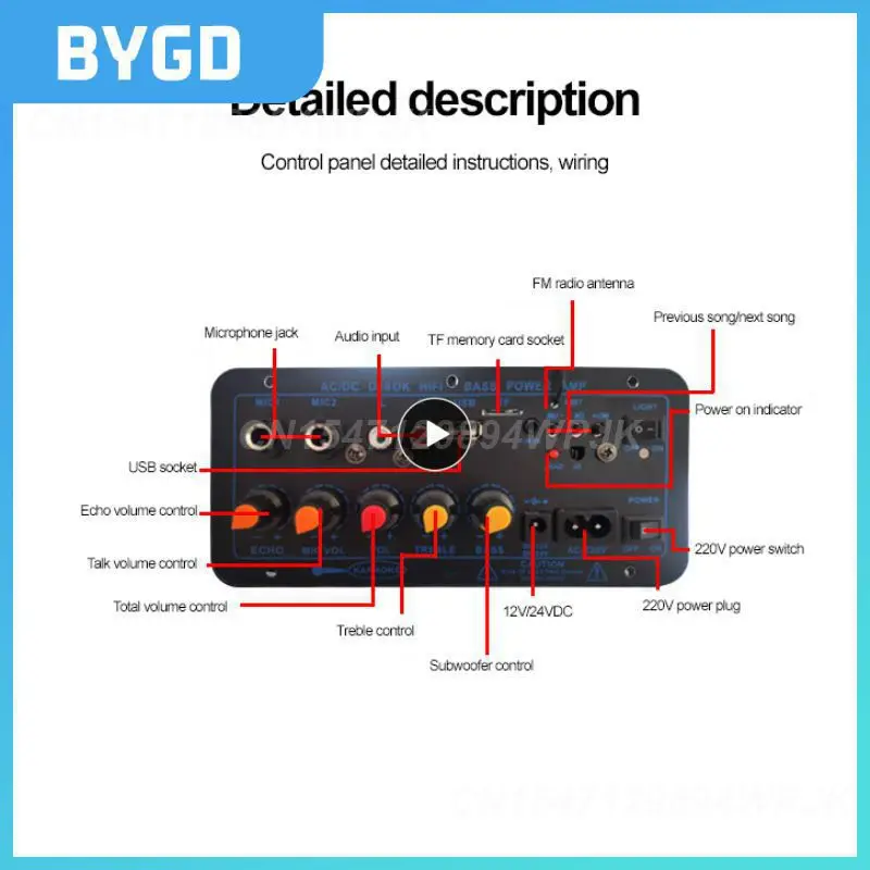 

Digital Bluetooth Stereo Amplifier Ac 220v Durable Karaoke Amplifiers Dual Microphone Multifunctional Bluetooth Board Subwoofer