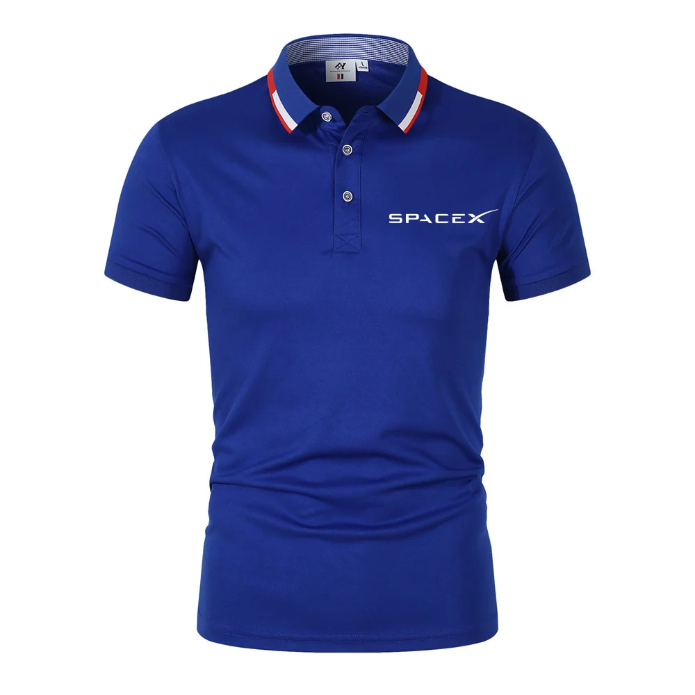 

SpaceX Summer New POLO Shirt Short Sleeve Men's Sports T-shirt Cotton Blend Multi Color Casual Business Top Men's Polo Shirt