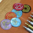 Винтажные художественные штампы для воска сделай сам, цветная маркировка, ручка для рисования, маркировочные ручки, восковая печать, металлическая ручка для черчения золотого цвета