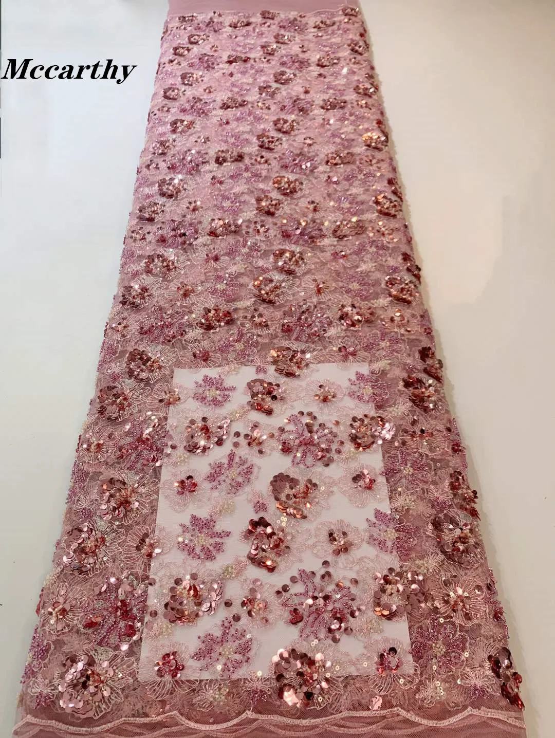

African Sequins Beaded Lace Fabrics 2023 High Quality Sequence Embroidery French Nigerian Lace Fabric For Wedding Sewing