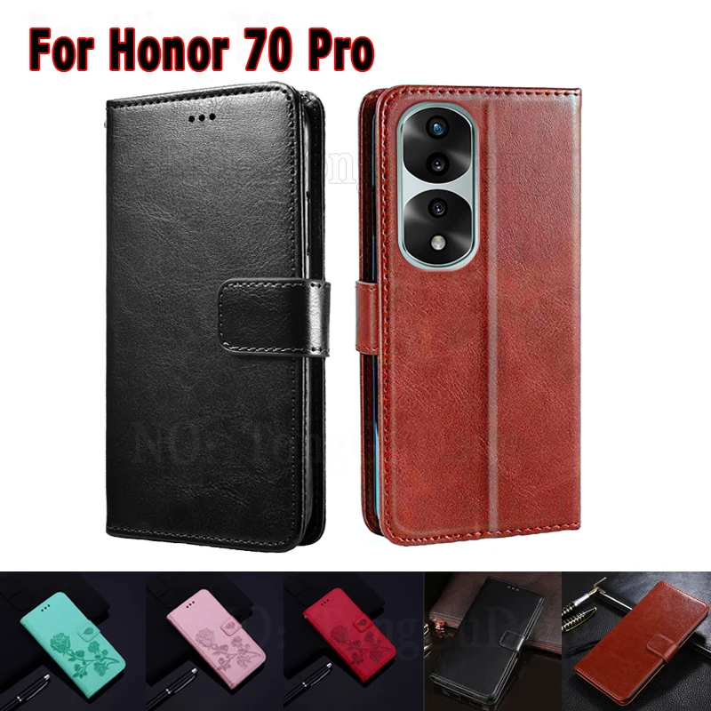 

Business Leather Case For Carcasa Honor 70 Pro SDY-AN00 Wallet Cover For Honer 70 FNE-AN00 Honor 70Pro Plus HPB-AN00 Coque Funda