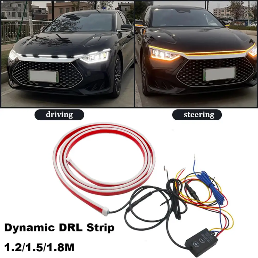 

1.2/1.5/1.8M High Brightness Scanning Dual Color Car Dynamic Through Light LED Daytime Running Light Hood Decoration Light