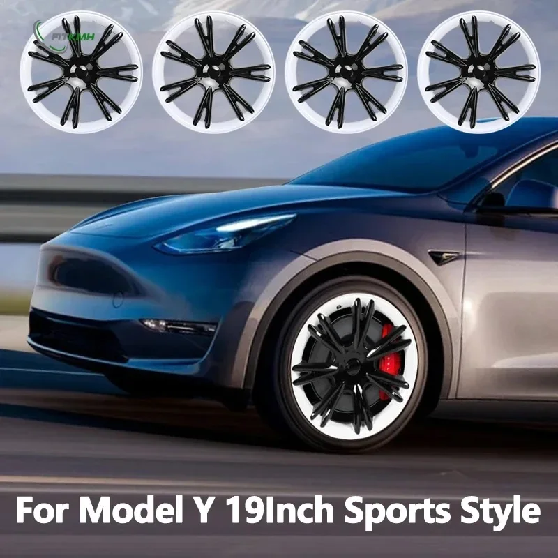 FITKMH Tesla Model Y 2021-2023 сменные колпачки для ступицы колеса 19 дюймов аксессуары ABS Белый