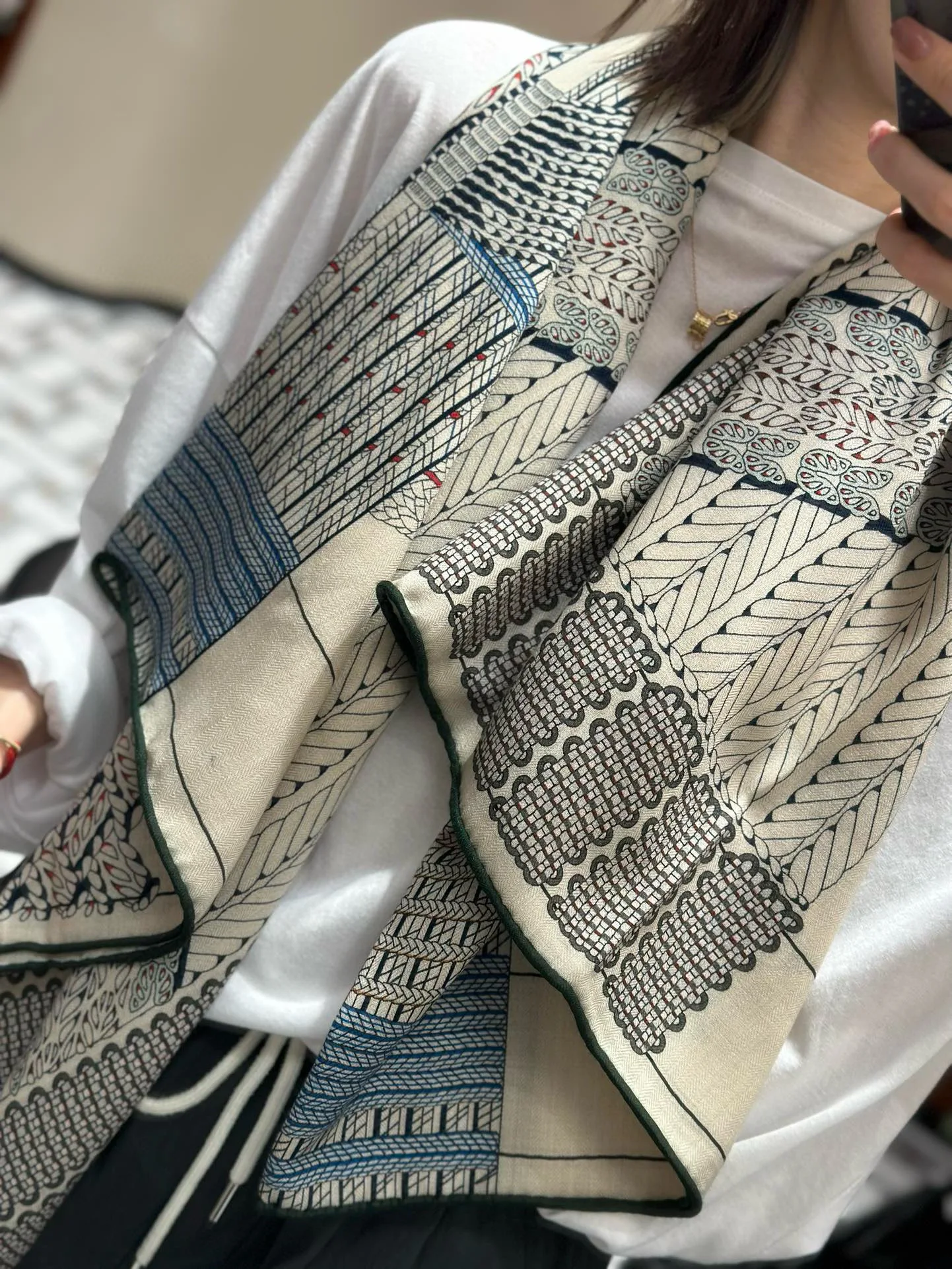 Роскошный брендовый кашемировый шелковый шарф Tressage шаль из пашмины с принтом