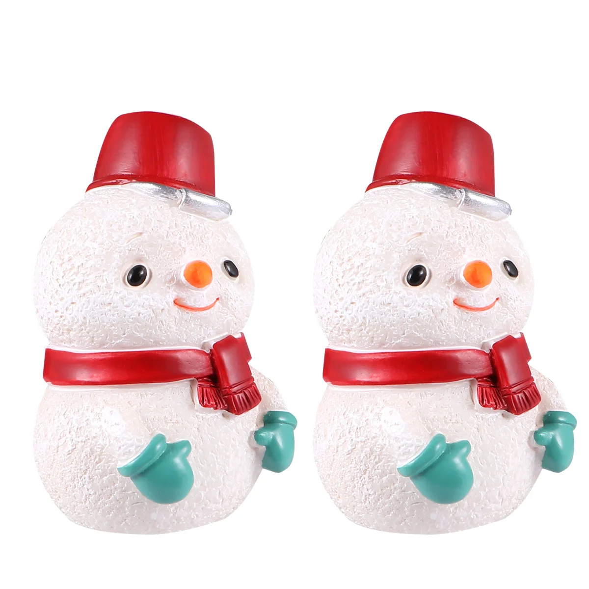 

2pcs Snowman Figurines Christmas Action Figure Table Statue Xmas Miniature Display Sculpture Garden Landscape Ornaments 5X3.5CM