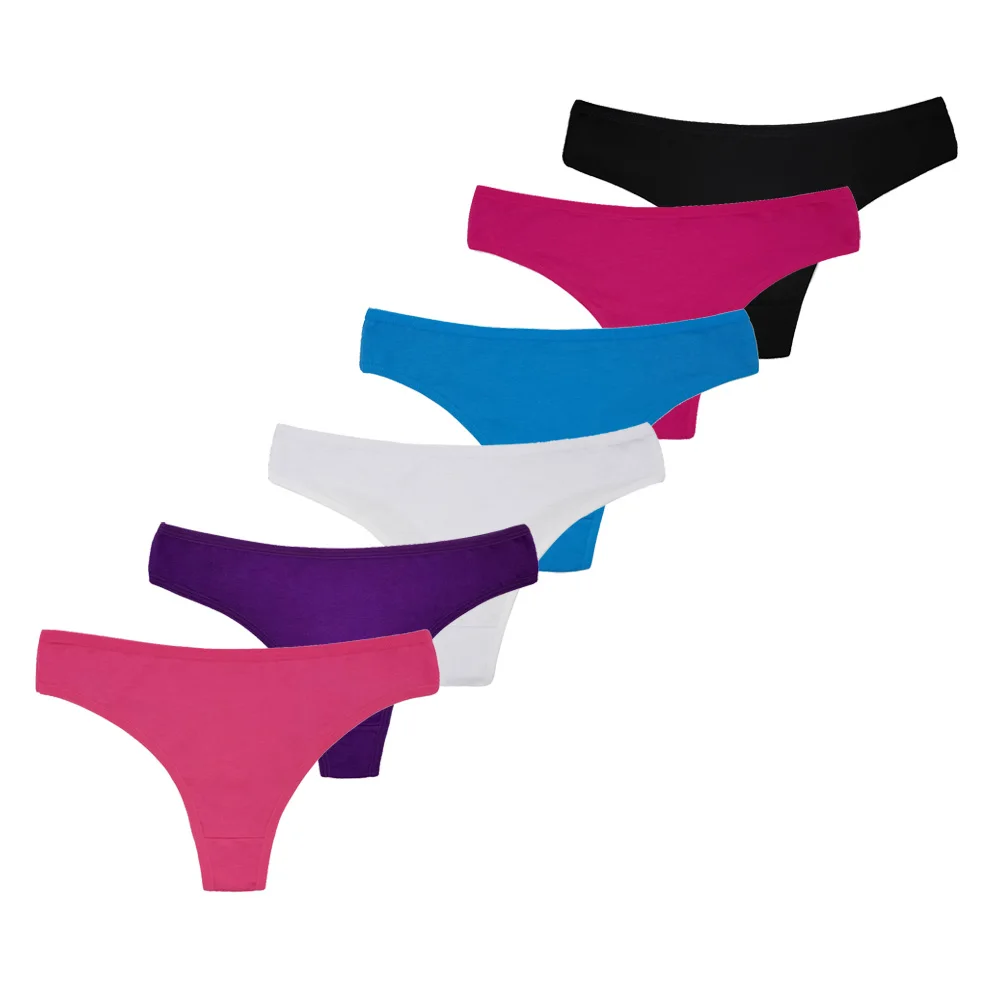 

5 PCS/Set M-XL Women Cotton Lingerie 6 Solid Colors Panties G-string Sexy Thongs Girl Underwear Female Pantys 87181