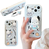 kawaii pochacco phone case with bracket for iphone 13 12 11 pro max xr cellphone cover girl mobile phone protective soft shell