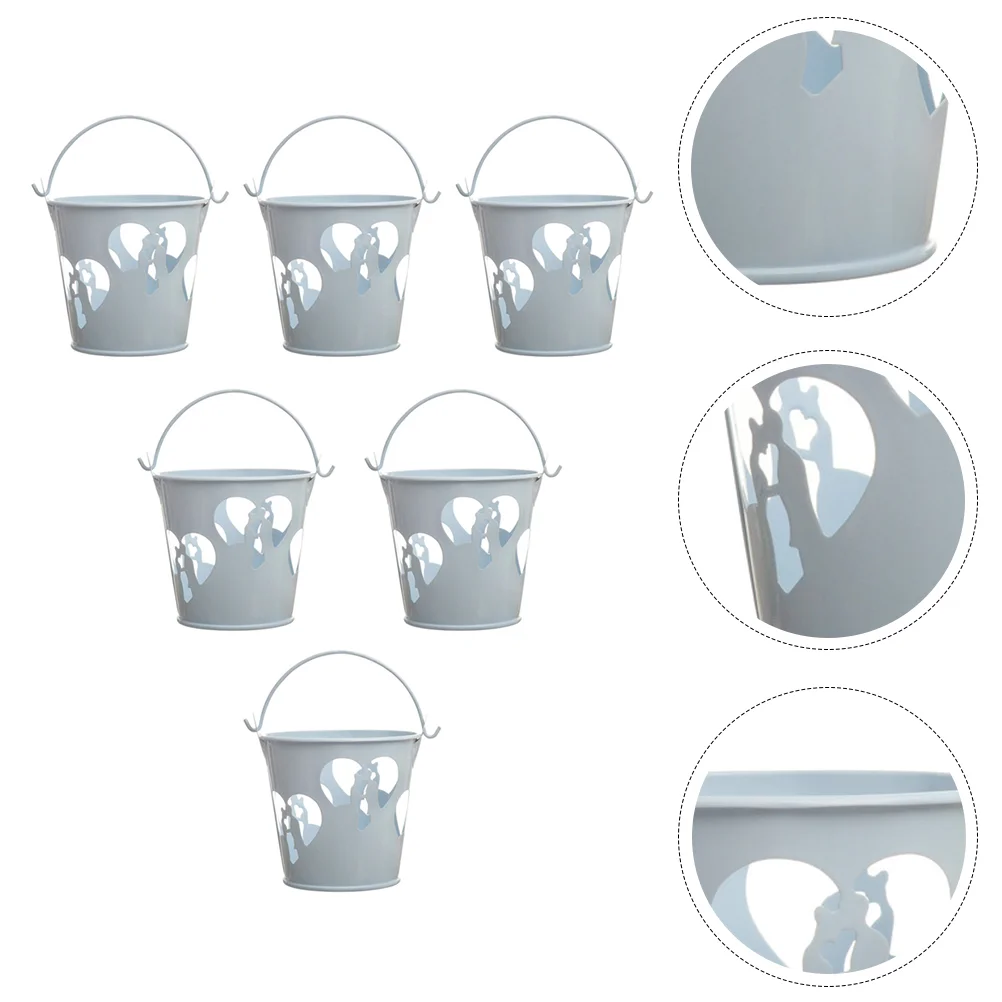 

Mini Flower Pot Metal Pails Buckets Candy Bucket Baskets Wastepaper Tin Toy Containers Snack Box Pots Handles Container Storage