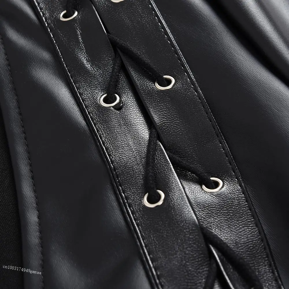 Women Motorcycle Skinny Leather Tops Jackets Black Ladies Moto Bikers Zipper Up Jacket Long Sleeve Spring Autumn Outerwear Tops