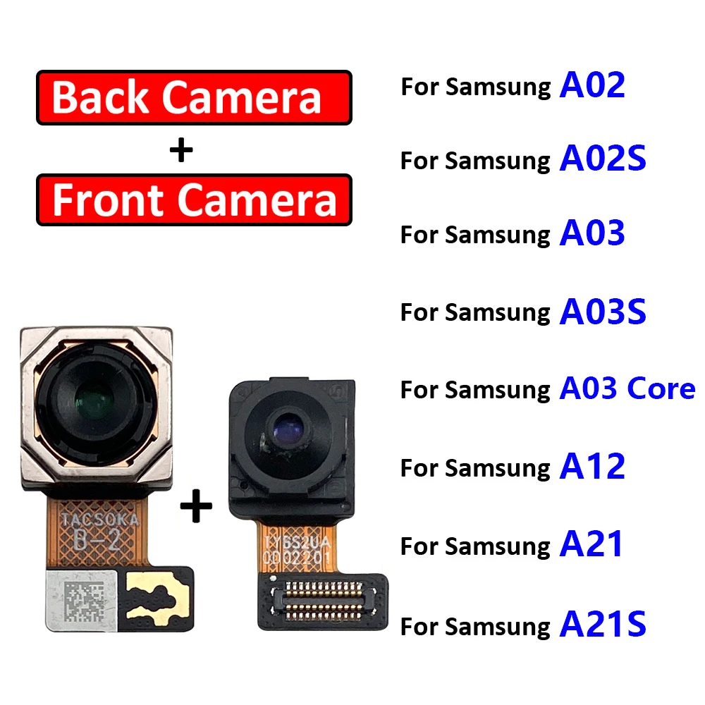 Передняя и задняя камеры для Samsung A02, A02S, A03 Core, A03S, A12, A21, A21S, задняя сторона, фронтальная, задняя, маленькая камера для селфи, запасной модуль