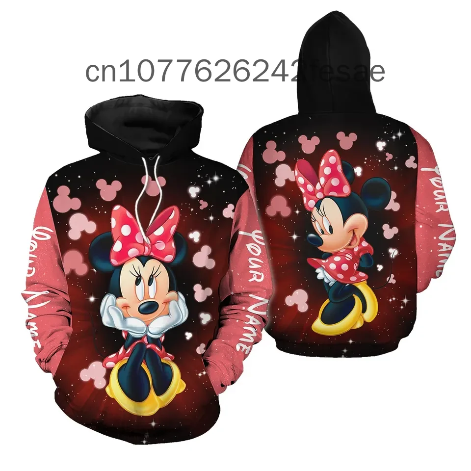 Толстовка с капюшоном Минни Маус Диснея Повседневная модная уличная Мужская и