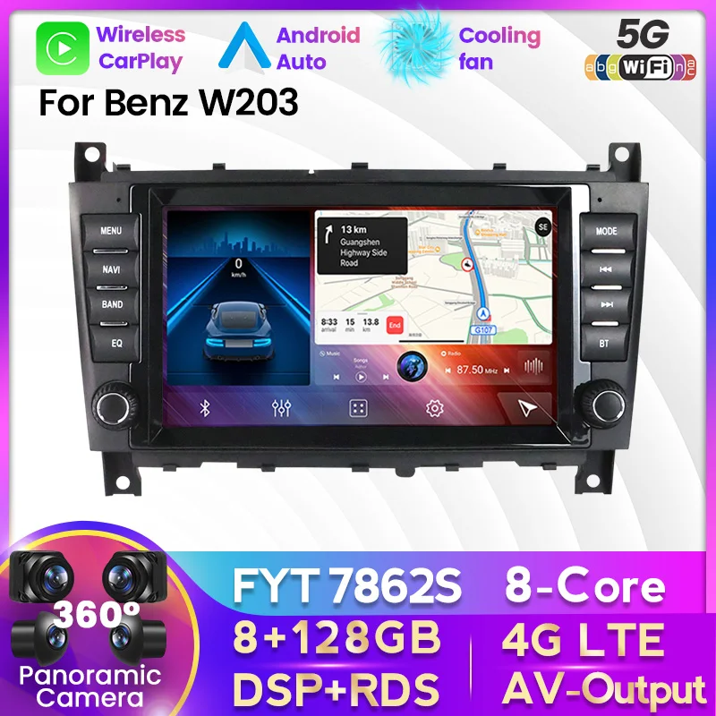 Автомагнитола 2 Din 8 дюймов Android 12 GPS мультимедийный плеер для Mercedes Benz W203 W209 W219 A Class