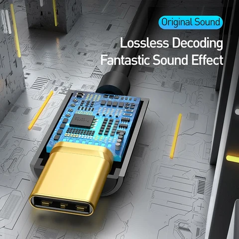 Кабель AUX USB C с разъемом для наушников Baseus типа C на 3,5 мм, адаптер для наушников, аудиокабель для Xiaomi 13 Oneplus 12, Huawei P40