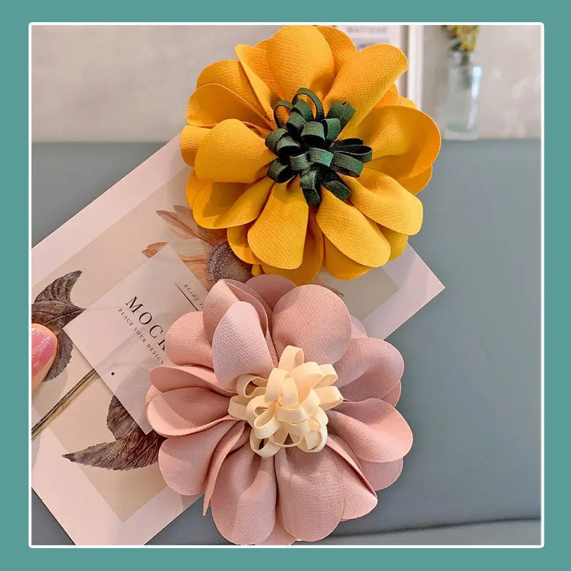 Корейский большой красный желтый розовый зажим для волос в виде цветка конского