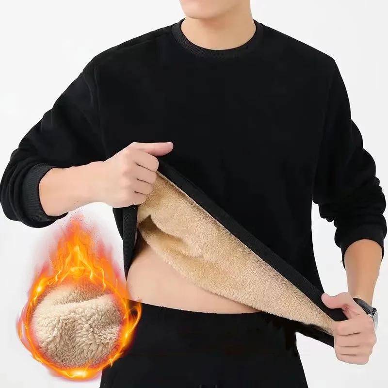 

Winter Thermal Underwear Sets Men Solid Color Long Johns Women Plus Velvet Thickening Inner Wear Fleece Keep Warm Top