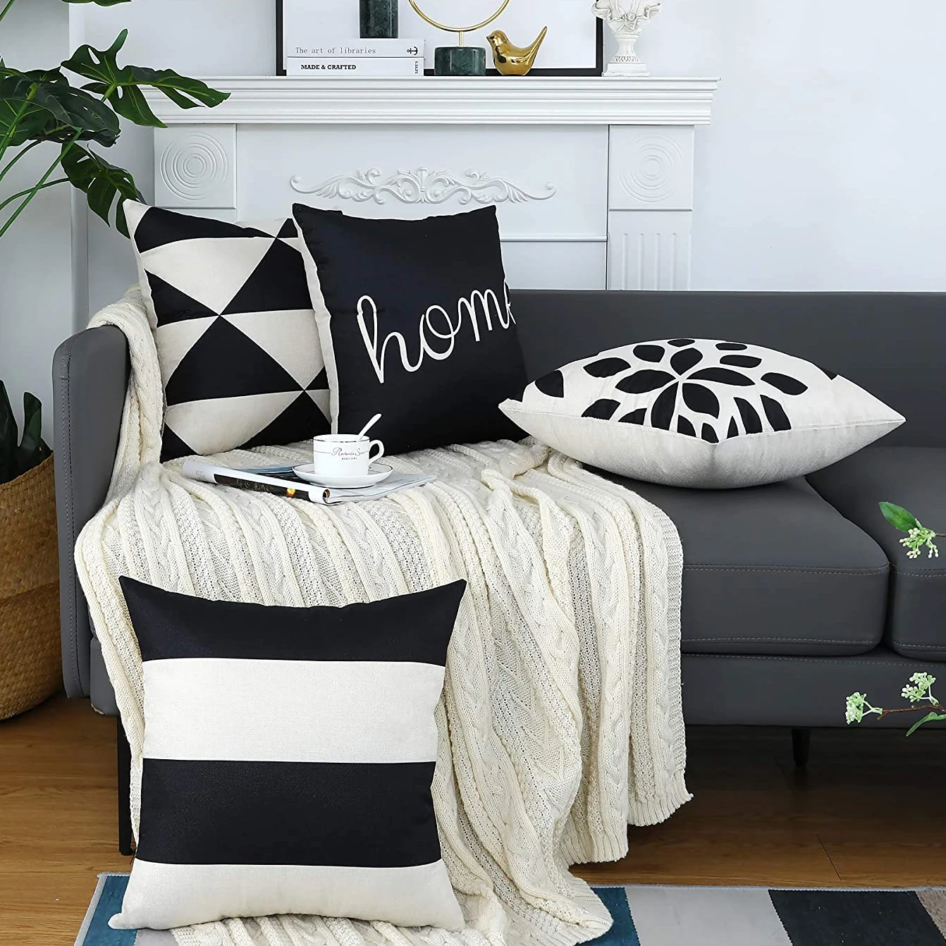 

Черная льняная наволочка с геометрическим рисунком для автомобиля, гостиной, дивана, спальни, домашний декор, наволочка 40x40 45x45 50x50 60x60