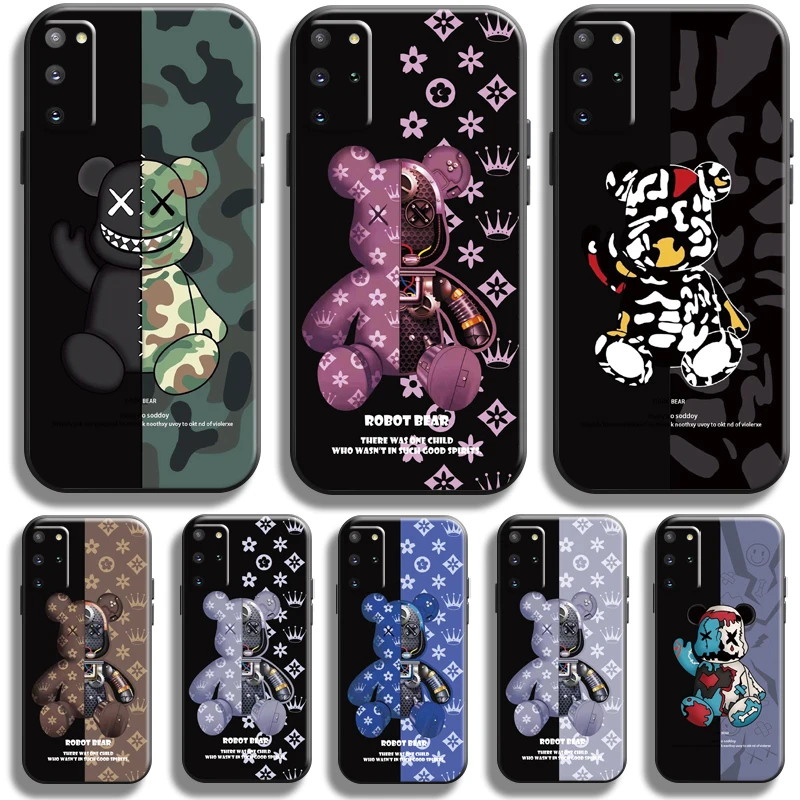 

Fashion Luxury Bear For Samsung Galaxy S21 S20 FE Ultra S21 S20 Plus 5G Phone Case Coque TPU Funda Back Liquid Silicon