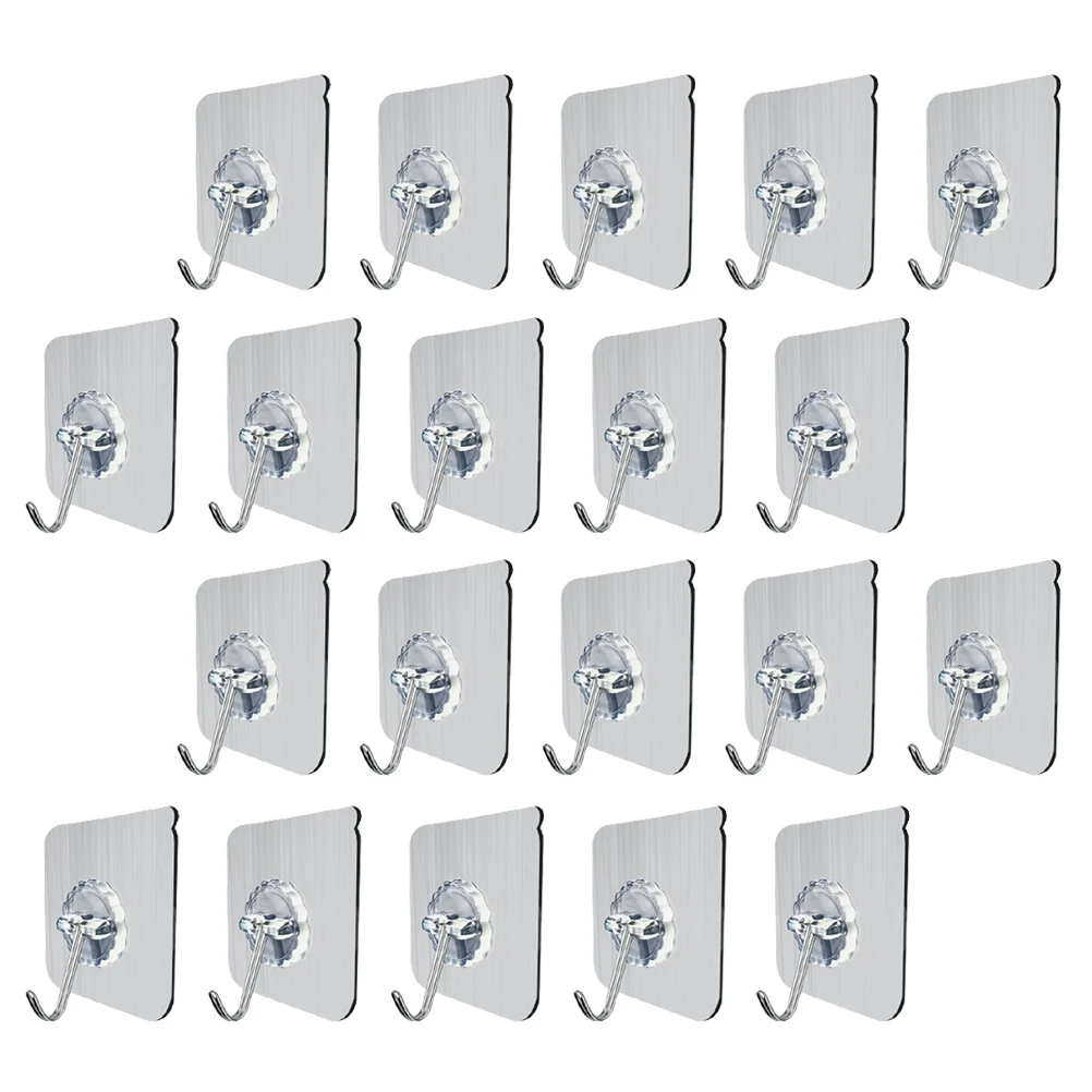 

20pcs Adhesive Hooks Useful Practical Convenient Sticky Hangers Wall Hooks for Bathroom Home Kitchen