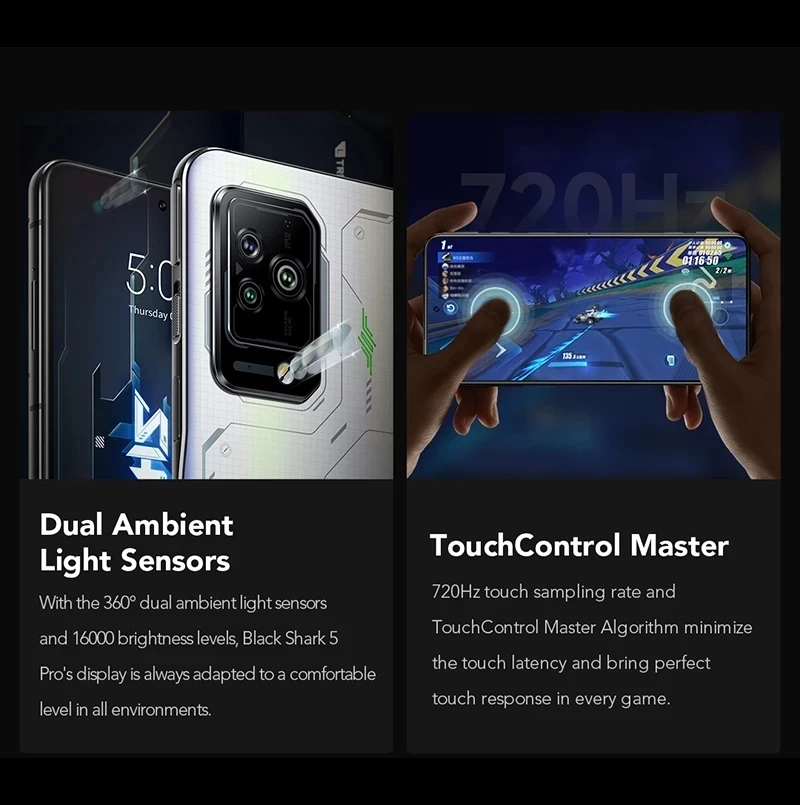 Global Version Black Shark 5 Pro 5G Smartphone 5pro Snapdragon 8 Gen 1 Gaming Phone Celular 120W Super Charge Mobile Phone NFC