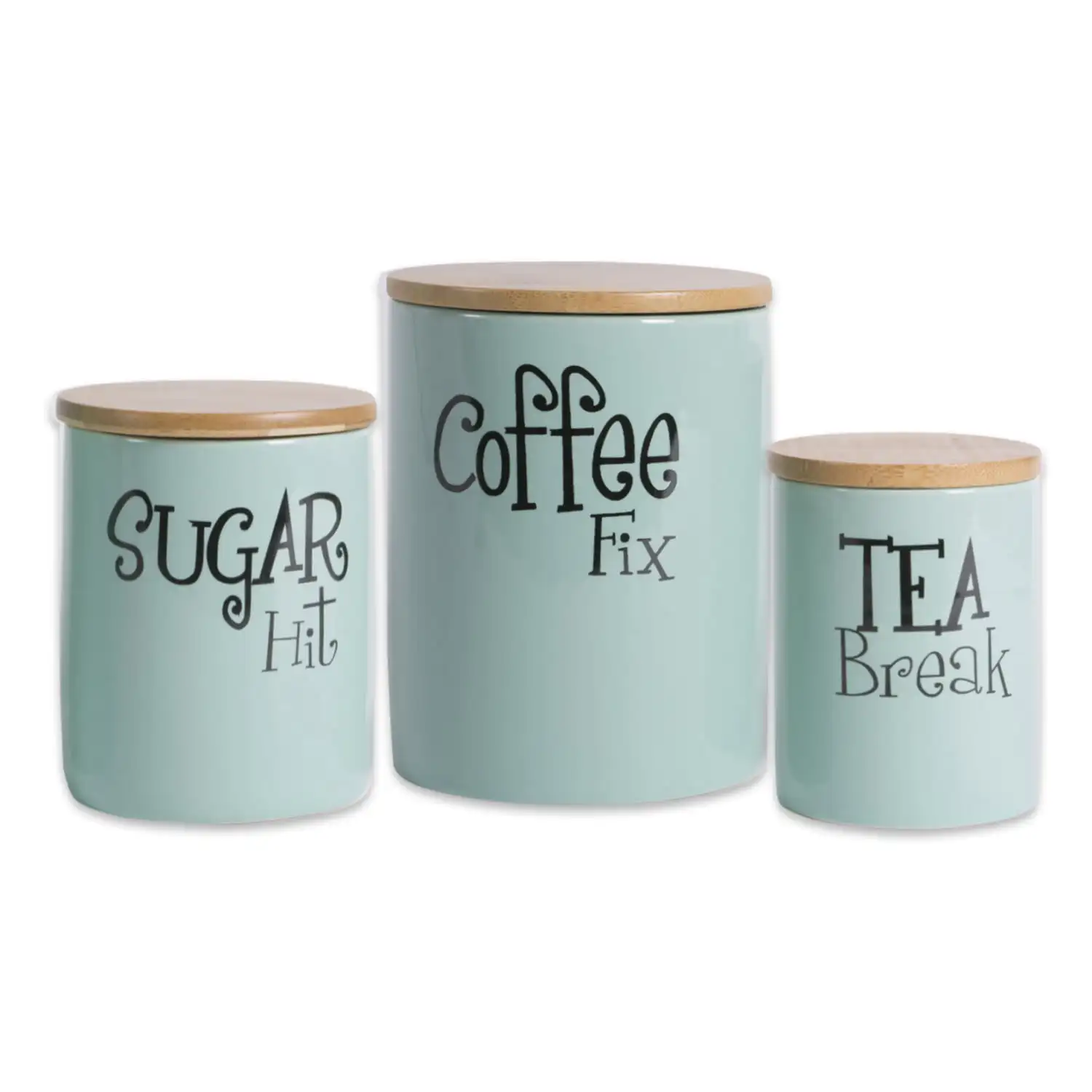 

Aqua Coffee, Sugar, Tea Ceramic Canister (Set of 3)