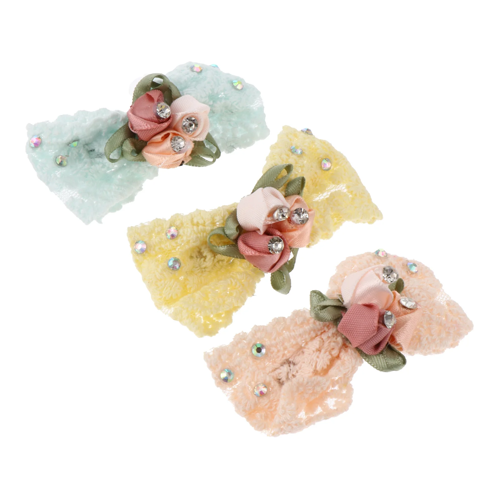 

Hair Dog Bows Bowdogs Clip Lace Smallpuppy Bowknot Topknot Accessories Rhinestone Pet Clips Ties Fabric Products Grooming Ear